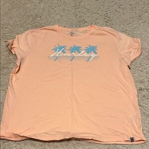 Hurley Coral Tee with Sky Blue Palm Design